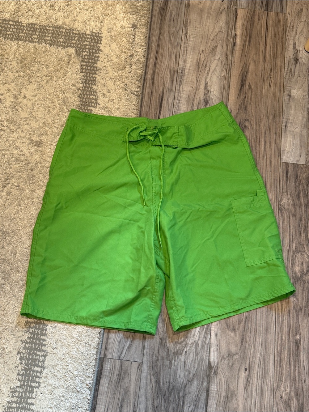 Talos Men's Lime Green Swim Board Shorts with Drawstring Waist